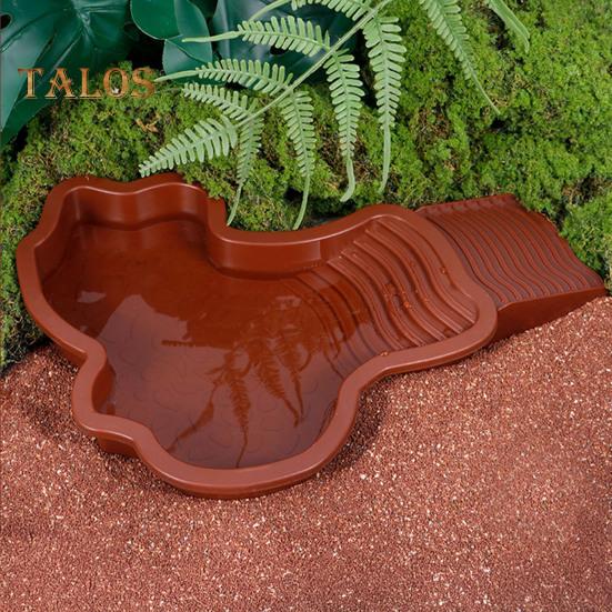 Tortoise Water Bowl with Ramp 2-in-1 Large Reptile Feeding Dish Bathing Pool Aquarium Ornament for Lizard Gecko Turtle Snake Bearded Dragon