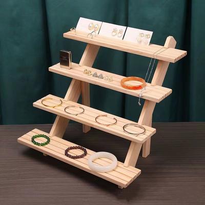 Jewelry Display Stand Wooden Earring Storage Container Desktop Tray Countertop Display Stand Bracelet Stand