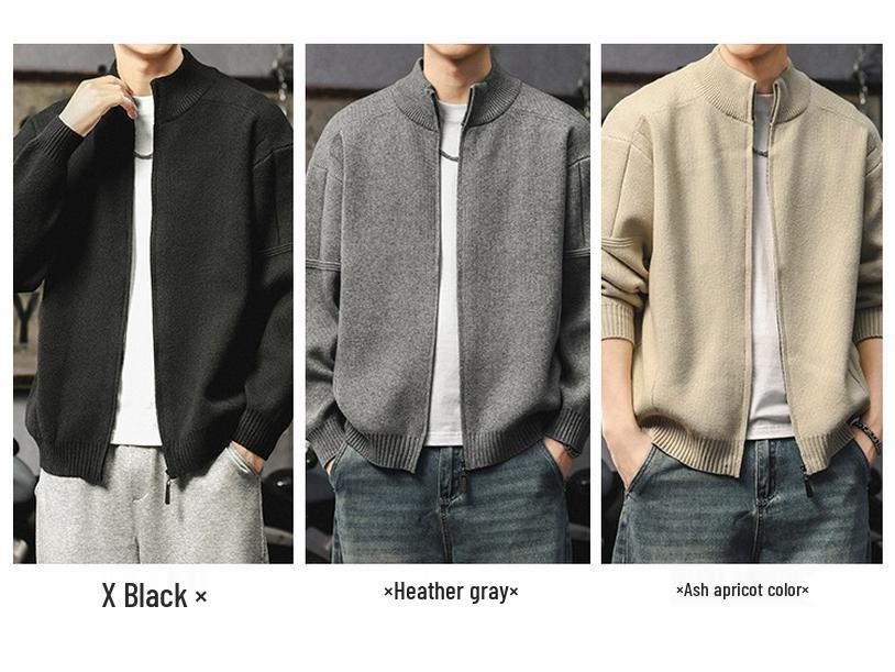 Men's Heavy-Duty Casual Zipper Knit Cardigan Sweater
