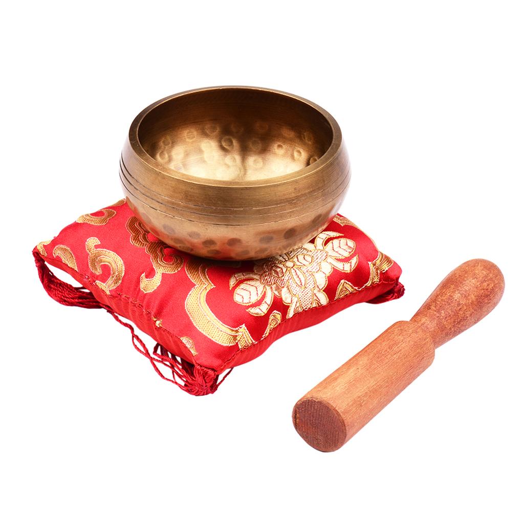 Tibetan Singing Bowl Set with 8cm/3inch Handmade Metal Sound Bowl  Soft Cushion  Wooden Striker for Meditation Sound Chakra Healing Yoga Relaxation