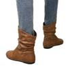 Women's Shoes, Flat, Pleated Boots, Soft-soled, One-foot Boots, Anti-slip and Tight-fitting
