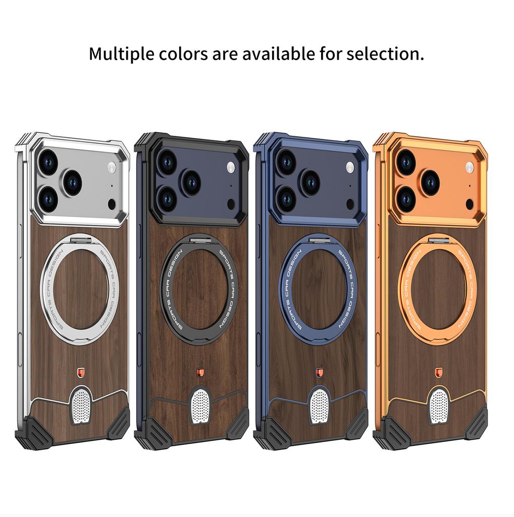 Legiertes Holzgehäuse für iPhone 17 Pro Max 17 Pro Hülle Magnetisch für Magsafe Holzständer Halter Mechanischer Verschluss Walnussschale Funda
