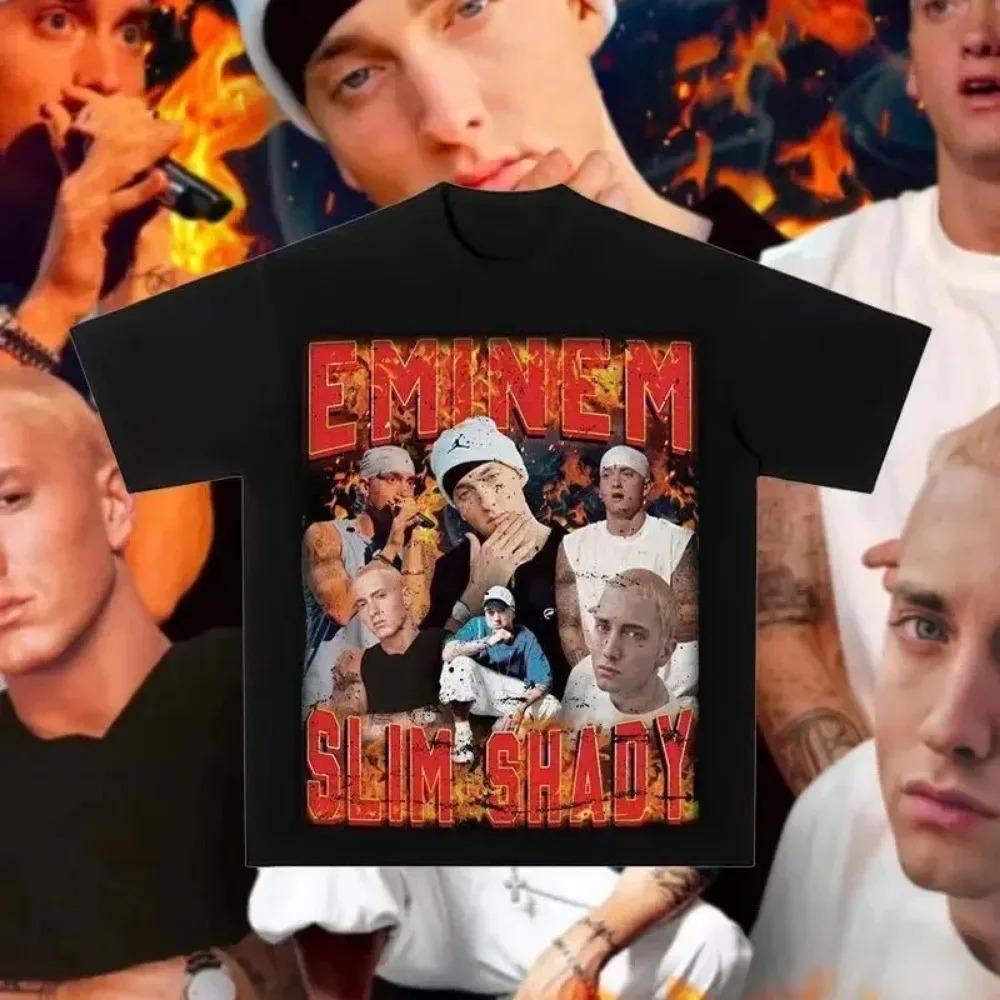Rapper Eminem Print T-Shirt Herren Damen T-Shirt Trend Hip Hop Rock Übergroßes Kurzarm-Tee Sommer Baumwoll-T-Shirts Kleidung Oberteile