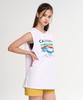 Leijibi [Set] Cool Touch Loose Fit Rash Guard Cover-Up Sleeveless + Swim Shorts Set W White