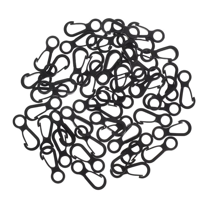 20Pcs Durable Black Plastic Snap Hooks Sturdy Buckles for Keychains Backpacks Camping Travel Outdoor Activities