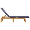 Dark Blue Sun Lounger Solid Acacia Wood and Fabric