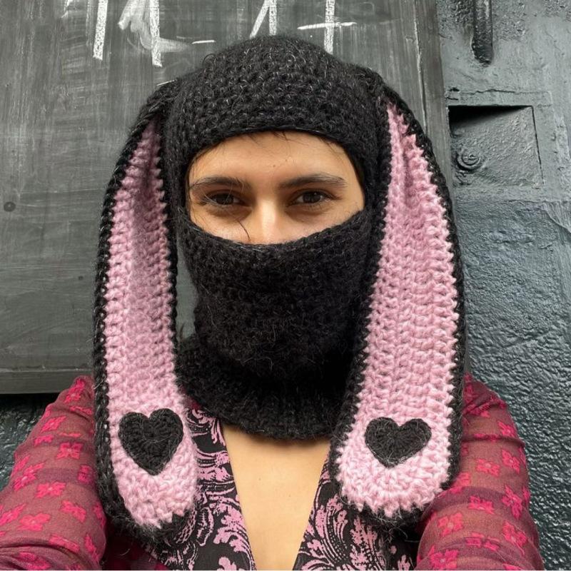 Crochet Halloween Party Funny Style Parent-child Horn Hat Ski Mask Woolen Hat