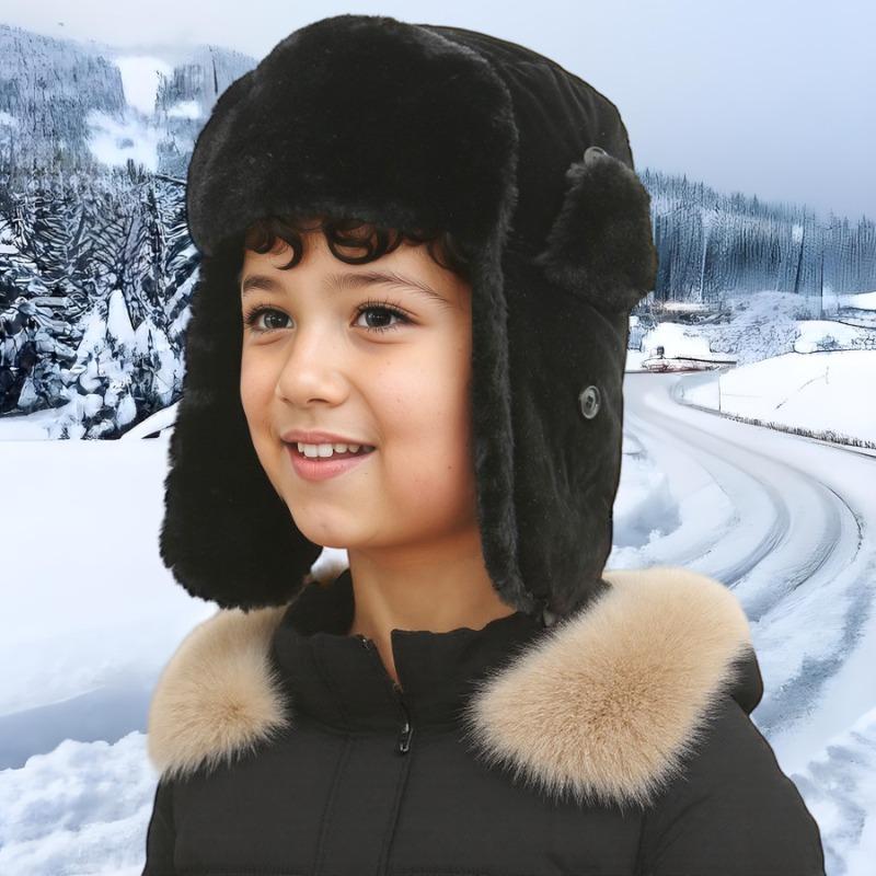 Fleece children's windproof and cold-proof travel ear protection cotton hat Thickened warm and windproof ear protection hat