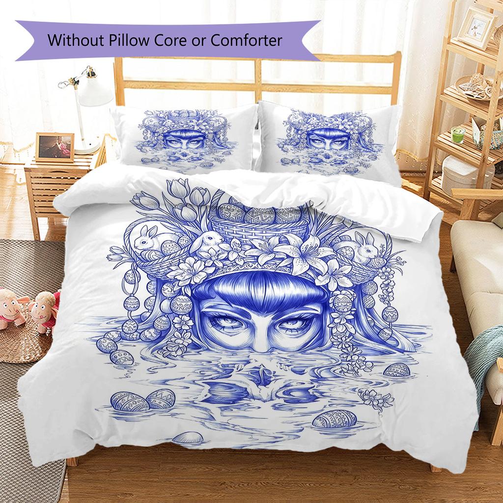 Love, Death, Robot Pattern Bedding Quilt Set Quilt Cover Pillowcase Home Decoration Birthday Gift (1 * duvet cover + 2 * pillowcase, without core)