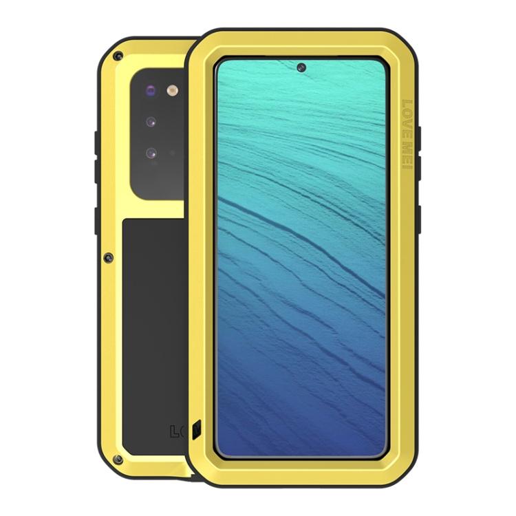 

Металевий протиударний водонепроникний пилозахисний чохол LOVE MEI For Samsung Galaxy S20 жовтий