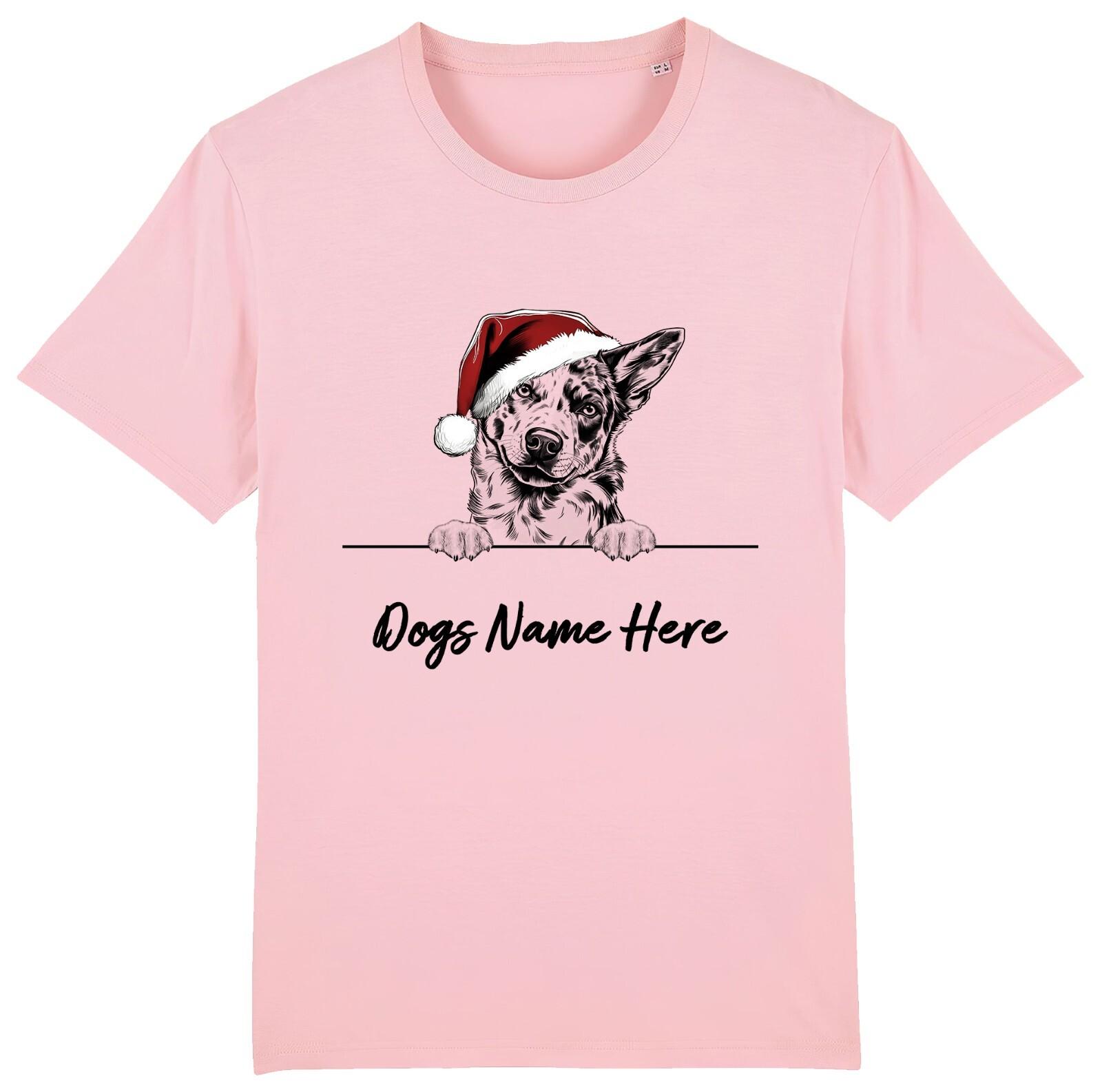 AUSTRALIAN CATTLE Personalised Christmas Dog T-Shirt Mens Womens Tees Top Mens Womens Dogs Name 2XL
