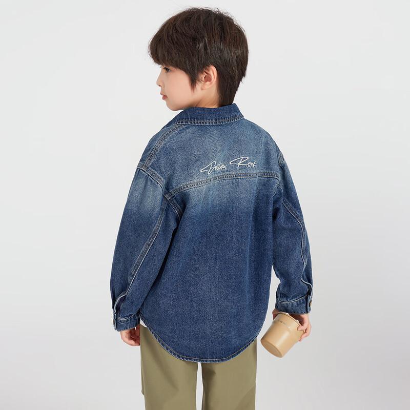 Duoduojia Boys' Embroidered Gradient Casual Denim Jacket