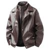 Men's leather jacket, new PU leather motorcycle fleece-lined loose versatile trendy leather jacket for men