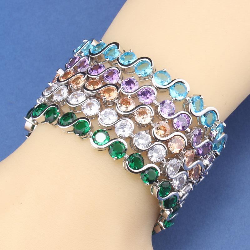 Original Feiner Schmuck & Accessoire 10-Farben Zirkon Italienisches Charm-Armband für Frauen/Mädchen Mode Geschenk