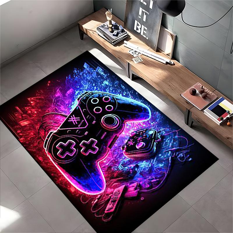 Colorful Neon Gaming Controller Design Carpet for Living Room Decor Suitable for use as an anti-slip for living room bedroom sofas