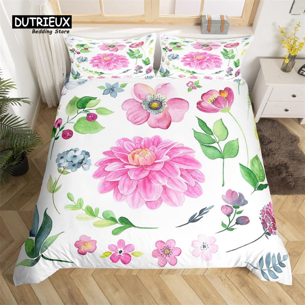 Chrysanthemen Bettbezug Gold Schmetterling Bettwäsche Set King Size Mikrofaser Blüte Blume Bettdeckenbezug Botanischer Steppdeckenbezug