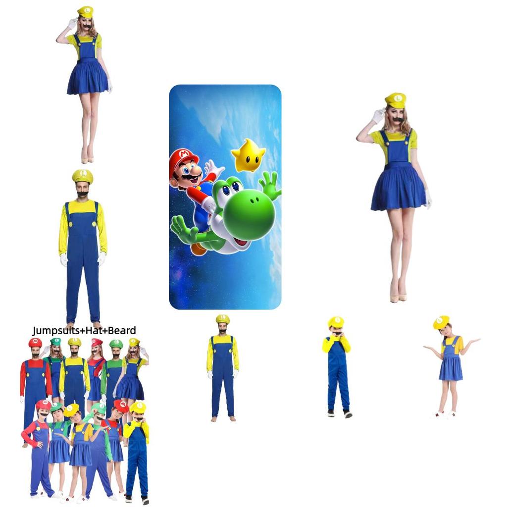 Halloween Cosplay Costume For Kids And Adults Super Mario Outfit In Various Colors