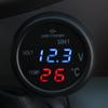 3 In 1 DC 12V/24V Car Volt Meter Digital LED Dual Display Car Voltmeter Thermometer Car Truck USB Charger for Phone Tablet GPS