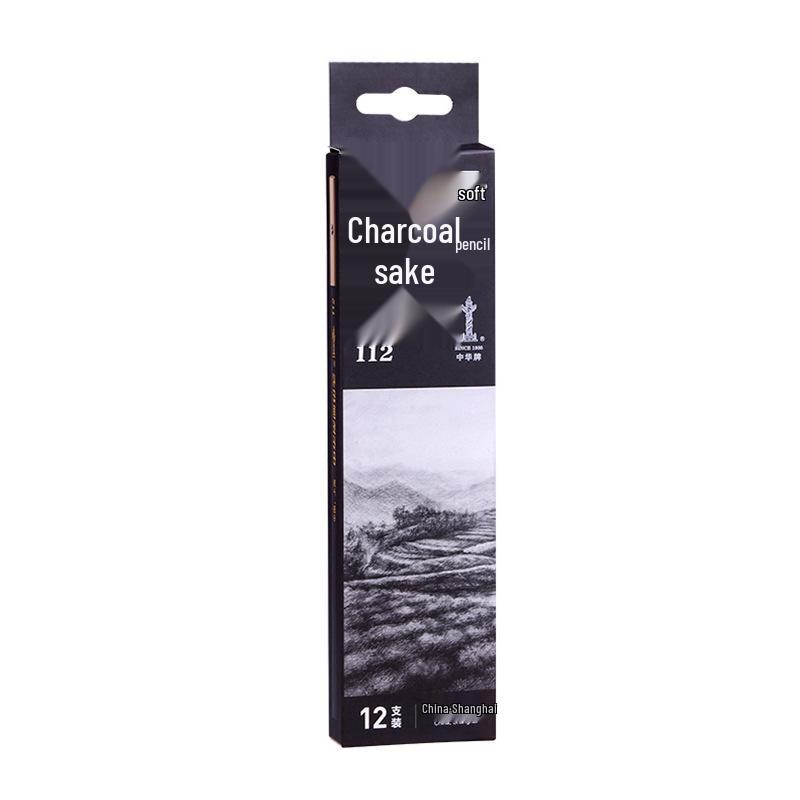 

China 112 Charcoal Drawing Set: Soft, Medium, Hard Sketching Sticks and Deep Black Wooden Pencils HB
