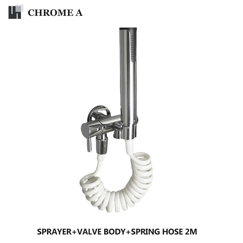 Handheld Toilet Bidet Spray Gun Set Bathroom Self-Cleaning Handheld Three-Function Sprayer Double Outlet Angle Valve Accessories