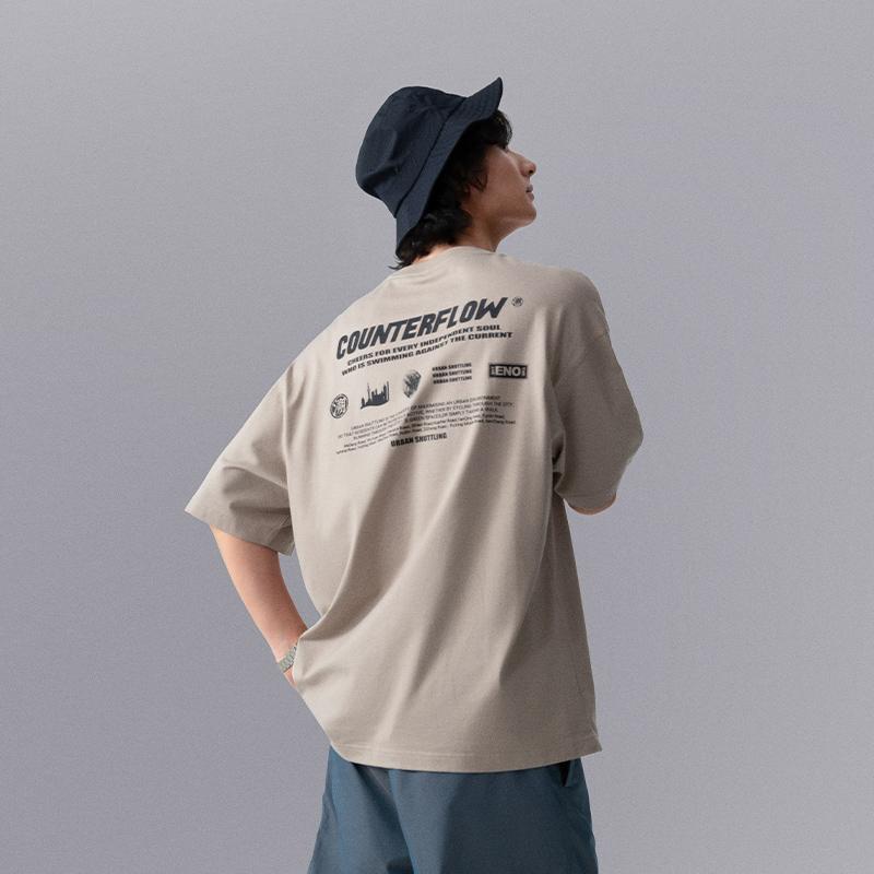 Li Ning CF Letter Print Crew Neck Pullover Short Sleeve T-Shirt Men Tops ATSU601-3