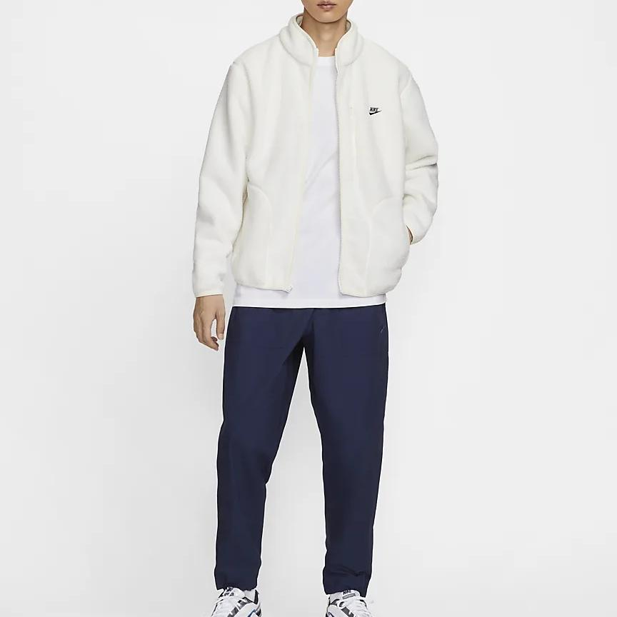 Nike Club Casual Fashion Simple Zipper Long Sleeve Fleece Jacket Men Jackets Sail-White Black FZ0889-133