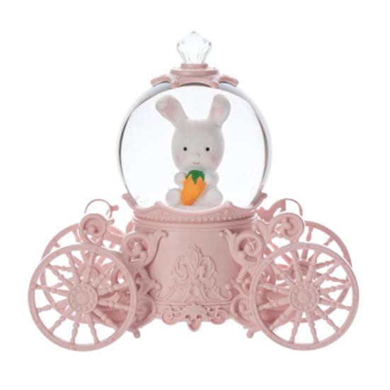 Pumpkin Carriage Music Box with LED Light Faux Crystal Ball Musical Box