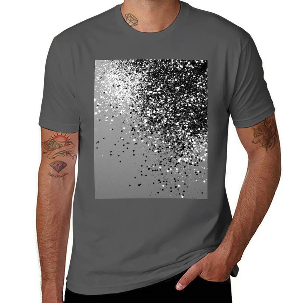 Silver Gray Lady Glam 1 (Photo Of Glitter Only Not Reflective) Tshirt All Match Print Short Sleeve Top