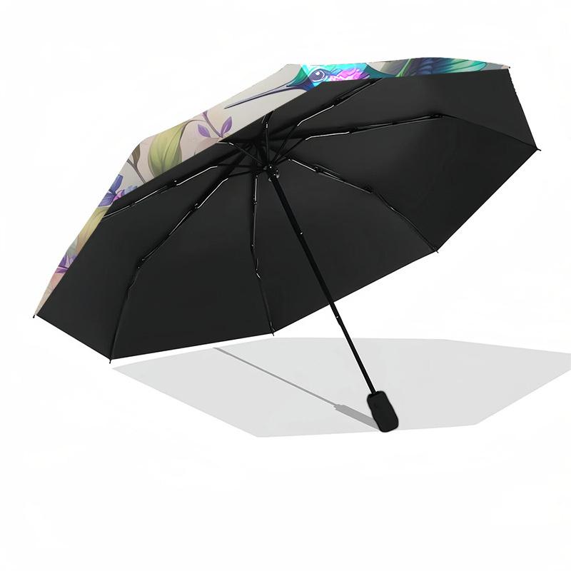 1pc Hummingbird Floral Bouquet Umbrella with Plastic Handle,Vibrant Cartoon Pattern,Multi-functional UmbrellaPT222
