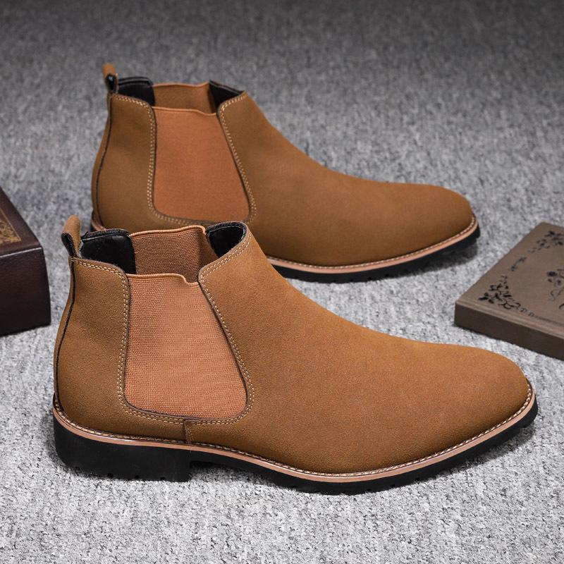 Men's High-Top Suede Leather Chelsea Boots - Autumn/Winter Slip-On Ankle Boots, Plus Size, Formal/Casual Use