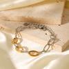 Gold and Silver Color-block O-Chain Bracelet for Women, Niche Design Hammered Titanium Steel Hand Jewelry