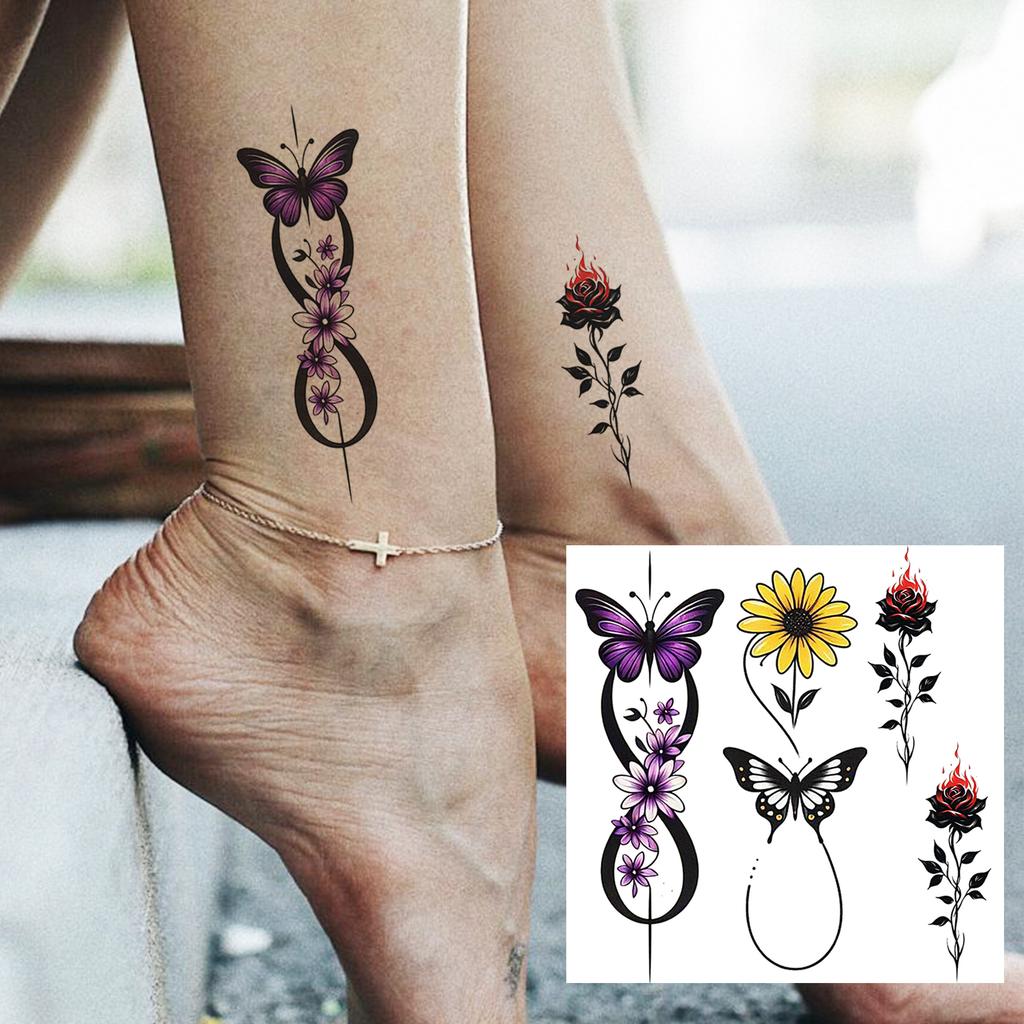 1 Sheet Butterfly Temporary Tattoos For Women Hands Clavicle Neck, Fake Tattoo Stickers Waterproof Long Lasting Realistic Tatoos