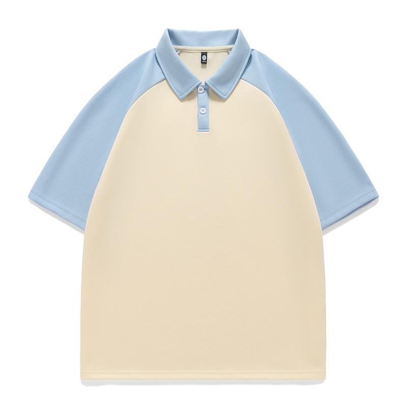 

Мужская и женская летняя свободная однотонная хлопковая футболка с короткими рукавами в гонконгском стиле с двойным жемчугом и воротником-поло XXXL