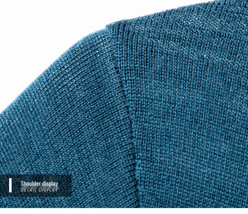 Men's 100% Pure Wool Half-High Neck Sweater, Machine Washable, Thick Base Layer - 2025 Autumn/Winter New Style