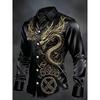 New Crown Lion Baroque Floral 3D Printed Long Sleeved Shirt with a Smooth Drape and Satin Lapel for Men