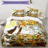 3pcs Duvet Cover Set (1*Duvet Cover + 2*Pillowcase, Without Core), Pettersson und Findus Print Soft All‑Season Bedding Set, Home Bedroom Decor Gift