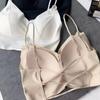 Thin Spring and Summer Seamless Ice Silk Backless Sexy Hollow Out Cross-Strap Fixed One-Piece Thin Cup Women's Underwear