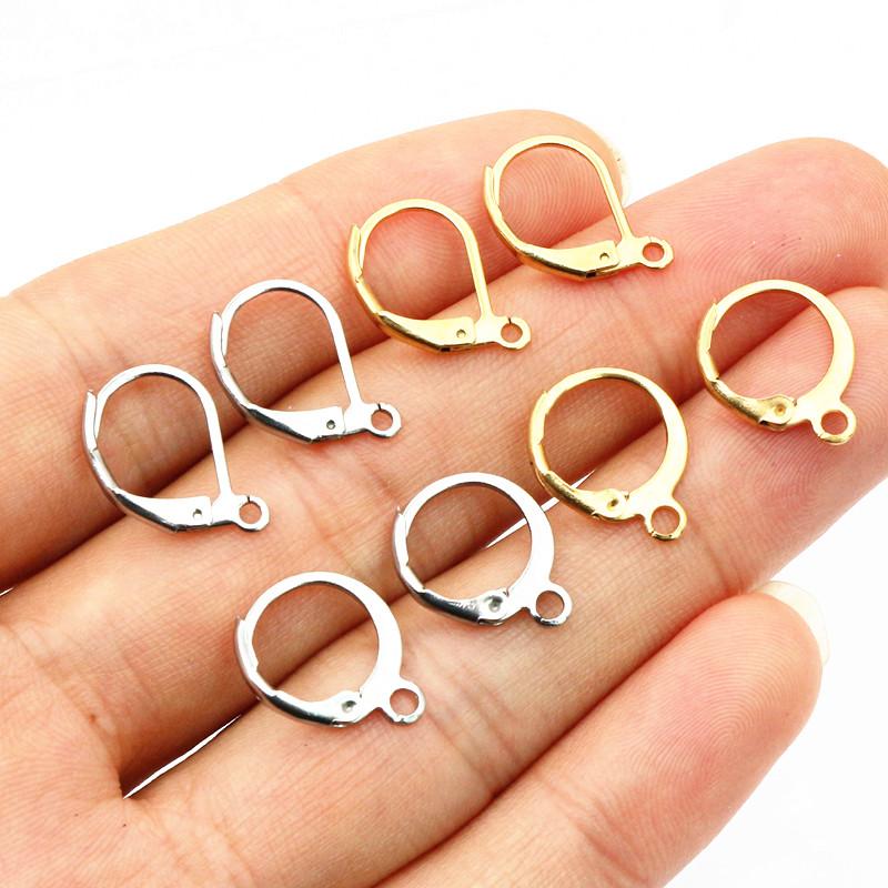 30pcs No Fade Stainless Steel French Lever Earring Hooks Clips 14x12mm 15x10mm DIY Earwire Earrings Jewelry Findings Accessories