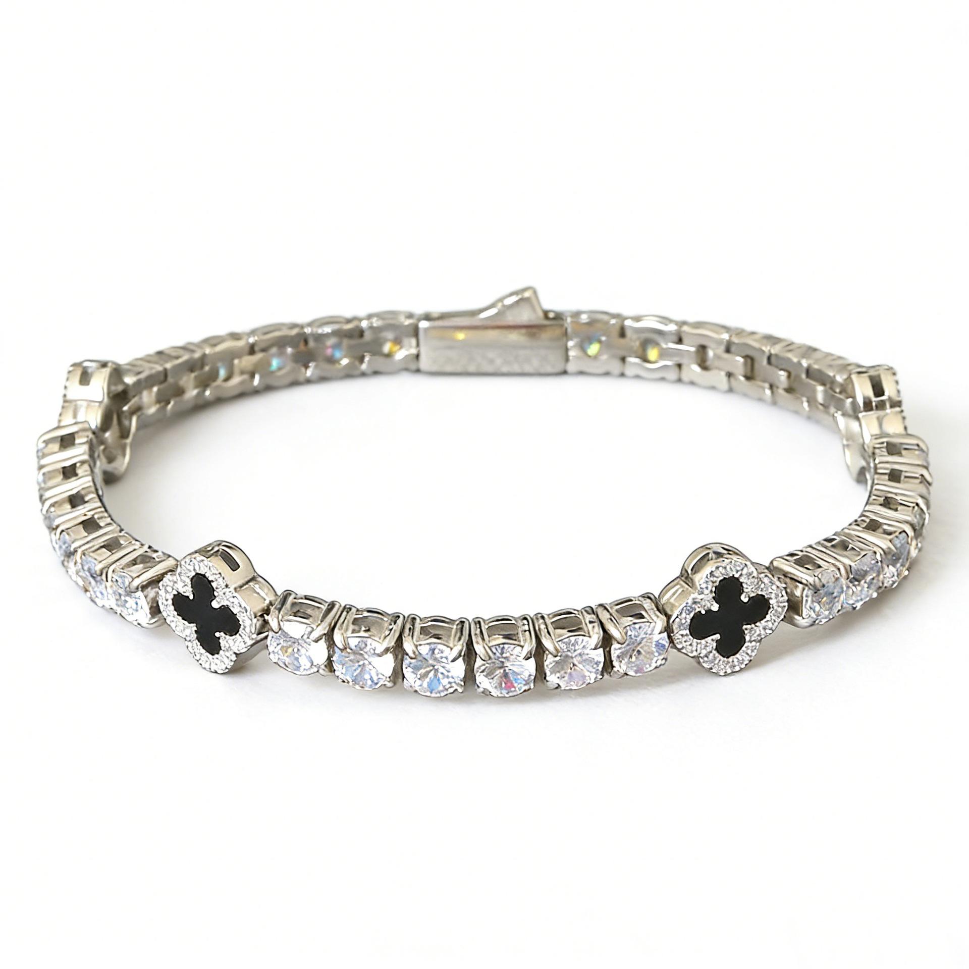 2026 Inlaid Zircon Four-leaf Clover Bracelet Tennis Bracelet 4MM*18CM
