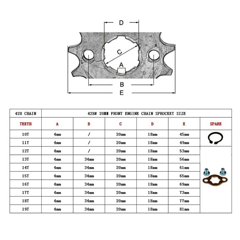 Front Engine 420# 17mm 20mm 10T-19T Toothed Sprocket & Fixed Plate Lock For Dirt Pit Monkey Dax Bike Go Kart ATV Quad Motorcycle