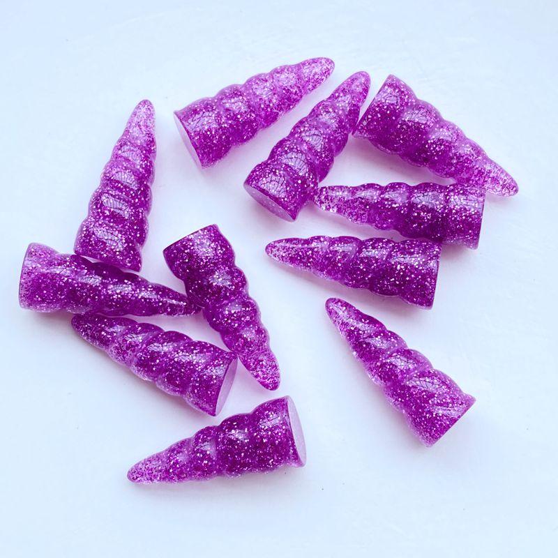 10Pcs New Cute Mini Shiny Unicorn Horn Flat Back Resin Cabochons Scrapbooking DIY Jewelry Craft Decoration Accessorie