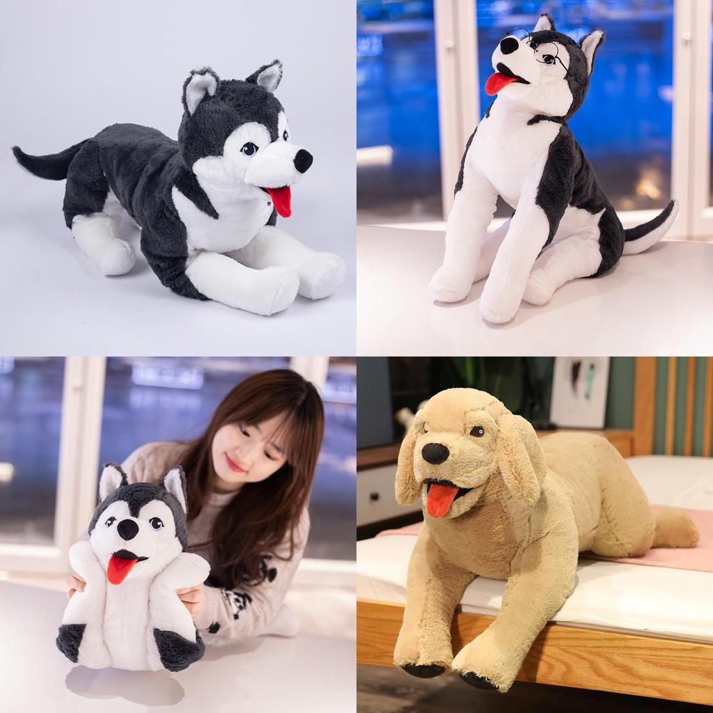 Husky Labrador Toy Dog Animal Stuffed Plush Prone Posture Doll Gifts Children