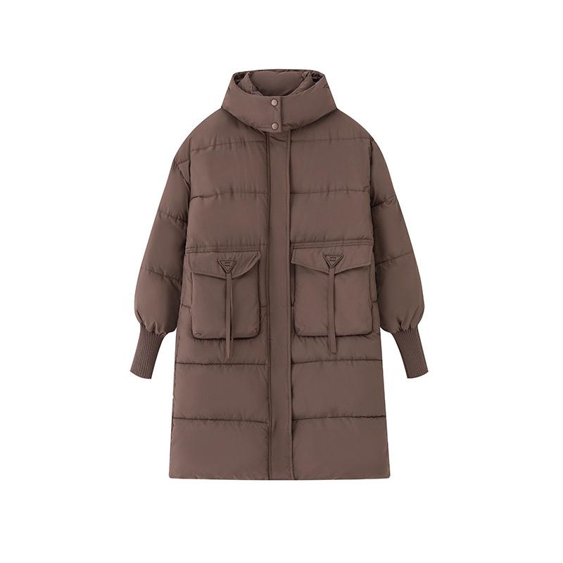 Cotton clothes for women in winter 2025 new Korean loose large pockets thickened jacket long over-the-knee down padded jacket