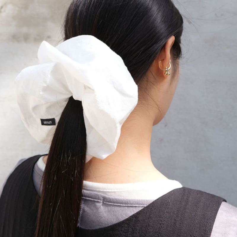 VIMUN Cotton Jacquard Scrunchie_White