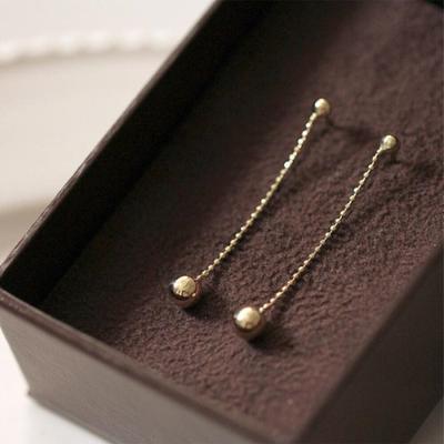 14K Gold Filled Sparkling Line Ball Gold Chain Earrings (10463999)