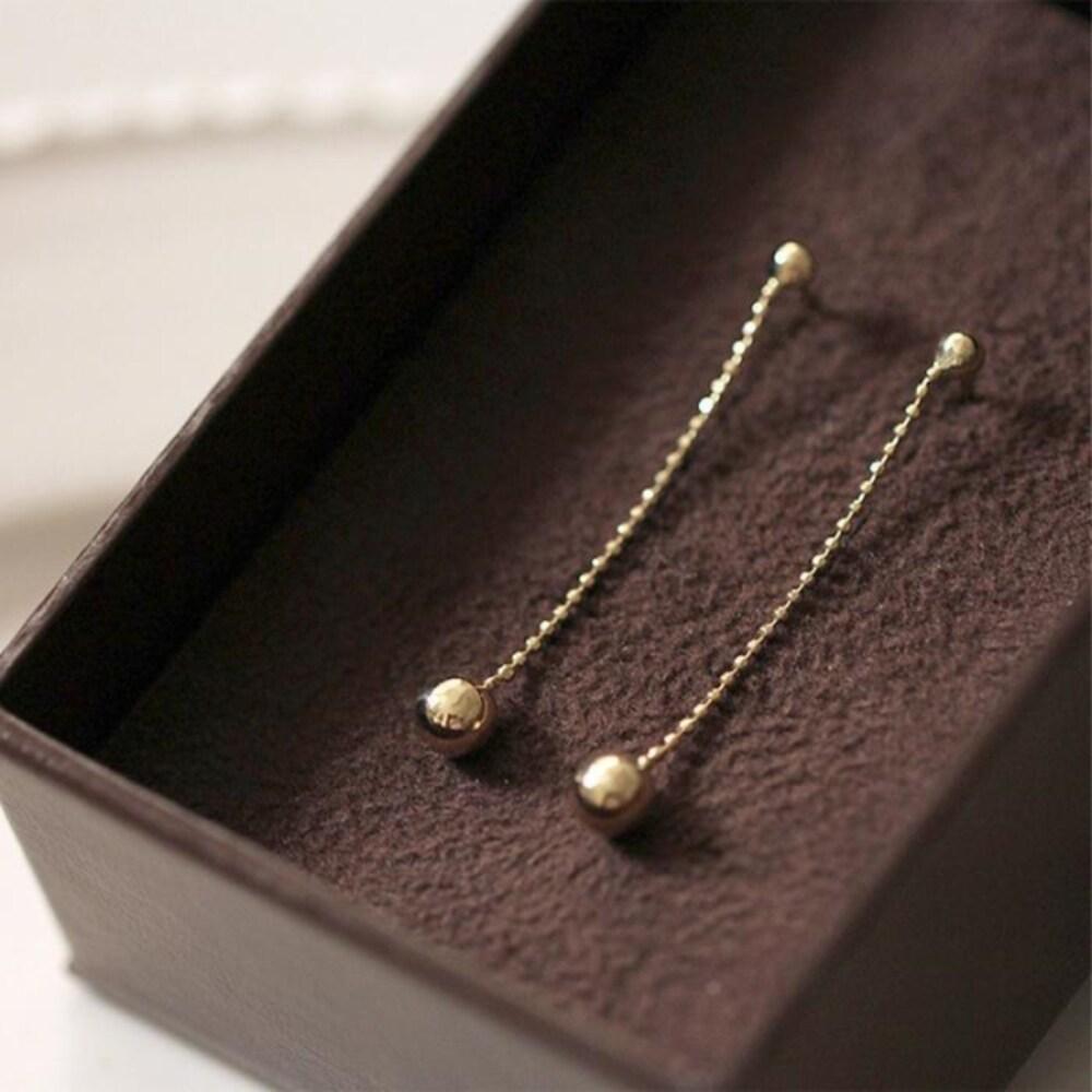 14K Gold Filled Sparkling Line Ball Gold Chain Earrings (10463999)