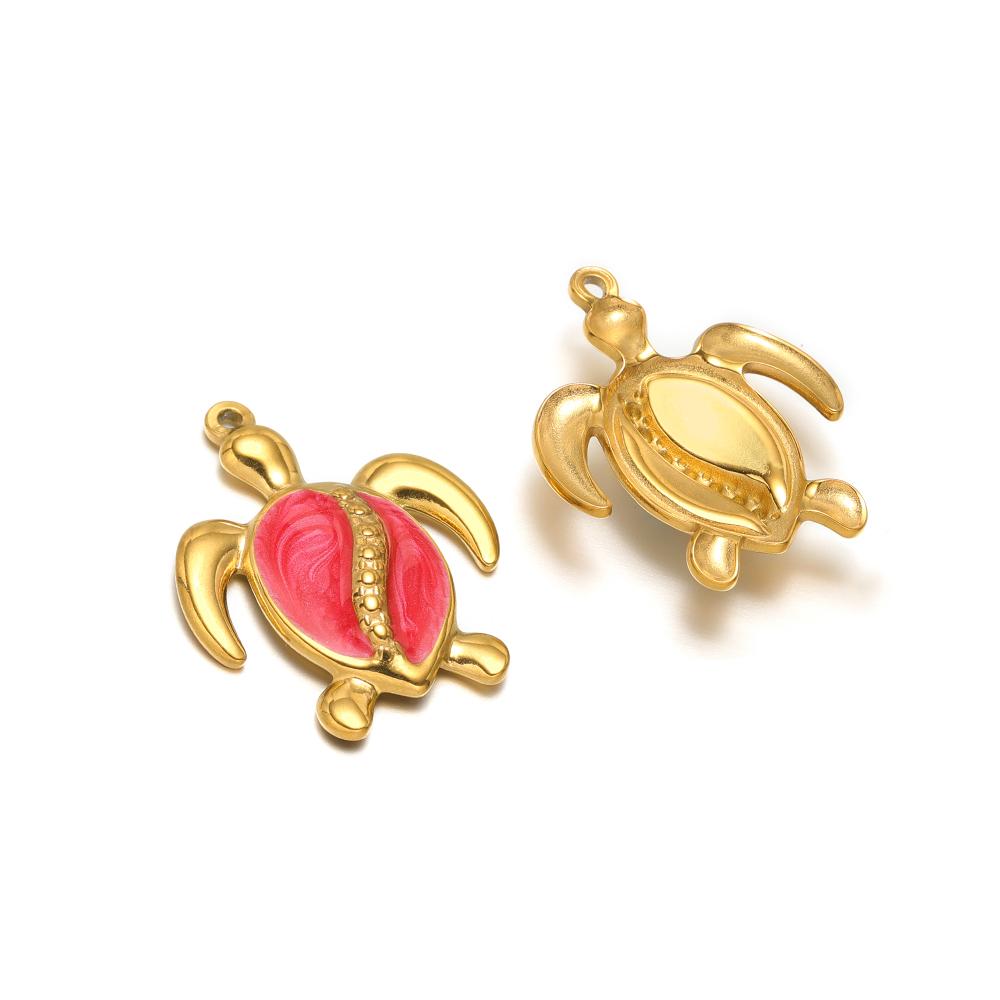 5pcs Stainless Steel Enamel Tortoise Gold Charms Exquisite Turtle Pendant DIY Jewelry Necklace Findings Bracelet Earrings Making