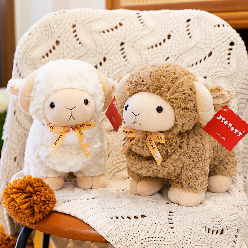 Cute curly wool lamb doll plush toy girl bed sleeping doll warm heart accompany children birthday gift