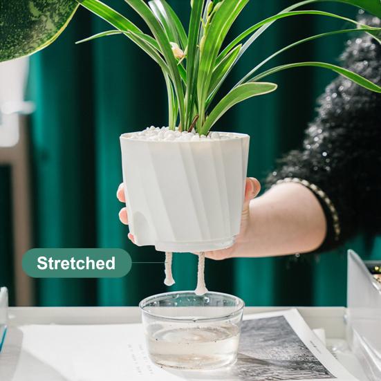 3Pcs Self Watering Pot with Drainage Hole Clear Reservoir Indoor Outdoor Plants Planting