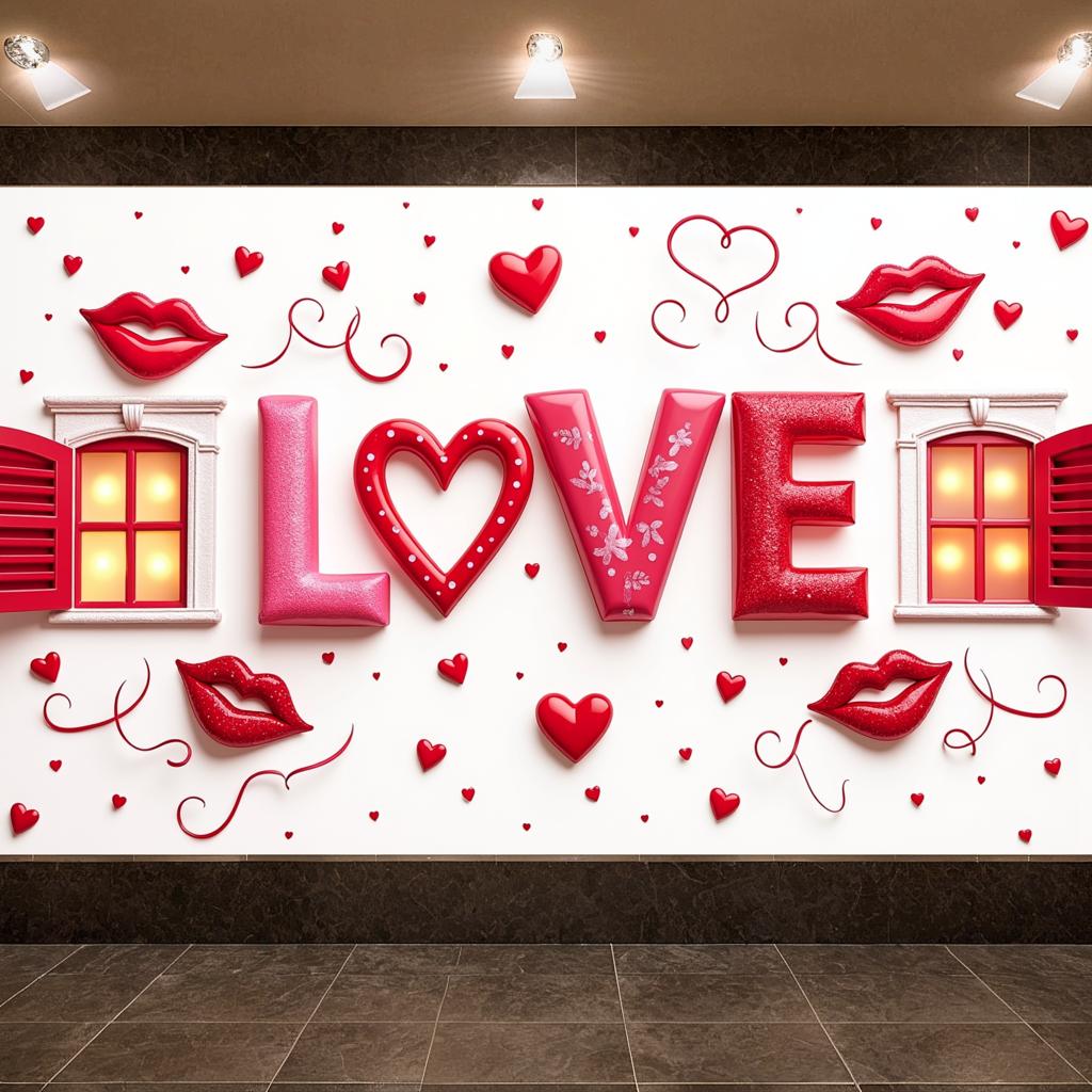 Fabric Background Customizable Reusable Romantic Backdrop Thematic Banner for Valentine's Day
